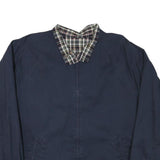 TOMMY HILFIGER Mens Navy & Tartan Classic Jacket L Cotton Blend Zip Plaid