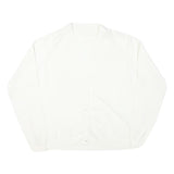 Womens White Plain Polyester Blend Jumper Cardigan V-Neck Basic Knit S Button Up