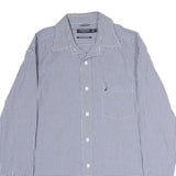 NAUTICA Mens Blue & White Check Shirt M Long Sleeve Cotton Casual Button Shirt