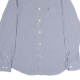NAUTICA Mens Blue & White Check Shirt M Long Sleeve Cotton Casual Button Shirt