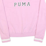 PUMA Womens Pink & White Half Zip UK 8 Cotton Blend Casual Sweatshirt Pullover