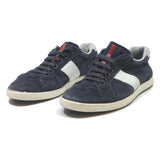 PRADA Mens Suede Low Top Trainers Navy Blue & White UK 7.5 Designer Casual