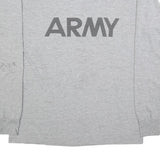 Mens Grey ARMY Graphic Long Sleeve Crew Neck Cotton Blend T-Shirt L Casual