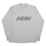 Mens Grey ARMY Graphic Long Sleeve Crew Neck Cotton Blend T-Shirt L Casual