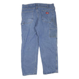 DICKIES Mens Jeans Blue Regular Straight Denim Medium W38 L30 Workwear Zip