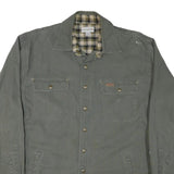 CARHARTT Mens Grey Cotton Blend Workwear Button Jacket L Checked Interior