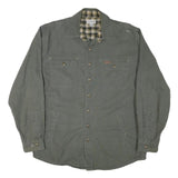 CARHARTT Mens Grey Cotton Blend Workwear Button Jacket L Checked Interior