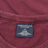 American Eagle Graphic T-Shirt - Large Burgundy Cotton