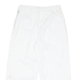 Womens Relaxed White Cotton Blend Crop Trousers W28 L23 Embroidered Butterfly