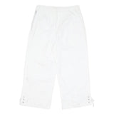 Womens Relaxed White Cotton Blend Crop Trousers W28 L23 Embroidered Butterfly
