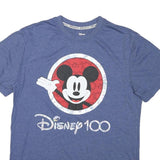 DISNEY Mens Blue Mickey Mouse Graphic T-Shirt S Short Sleeve Crew Neck Cotton