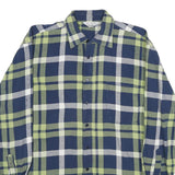 LEHNER VERSAND Mens Blue & Green Check Shirt L Cotton Long Sleeve Casual