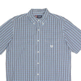 CHAPS Mens Blue & Black Check Shirt M Button Down Collar Short Sleeve Cotton