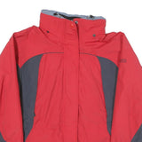 COLUMBIA Womens Red & Grey Outdoor Jacket L Polyester Blend Zip Winter Wear