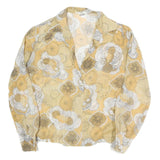 MULIN Womens Beige White Printed Shirt Long Sleeve Collar M Cotton Blend Casual