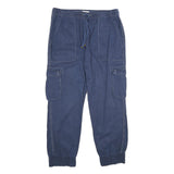 C&A Womens Cotton Blend Blue Relaxed Cargo Trousers W34 L27 Drawstring Casual