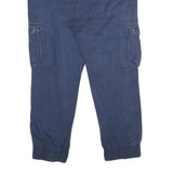 C&A Womens Cotton Blend Blue Relaxed Cargo Trousers W34 L27 Drawstring Casual