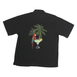 PARADISE KEY Mens Black Cotton Shirt M Margarita Lounge Embroidered