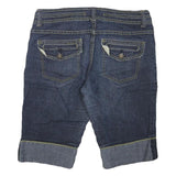 PINK Womens Shorts Blue Denim Casual L W30 Stylish Cuffed Hem Pockets