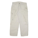 CARHARTT Mens Beige Cotton Blend Relaxed Straight Trousers W34 L29 Workwear