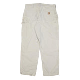 CARHARTT Mens Beige Cotton Blend Relaxed Straight Trousers W34 L29 Workwear