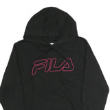FILA Womens Black Hoodie S Cotton Pullover Sweatshirt Logo Print