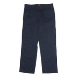 WRANGLER Mens Cotton Blend Navy Regular Straight Trousers W32 L30 Cargo Pockets