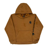 Age 10-12 Carhartt Spellout Hoodie - Medium Brown Cotton