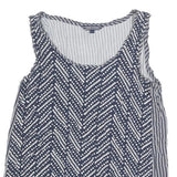 TOMMY HILFIGER Womens Navy & White Printed Sleeveless Round Neck Top S Casual