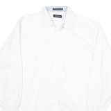 NAUTICA Mens White Plain Shirt L Cotton Blend Button Down Collar Long Sleeve
