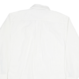 NAUTICA Mens White Plain Shirt L Cotton Blend Button Down Collar Long Sleeve