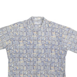 VIA VENTO Mens Blue & Beige Pattern Cotton Shirt XL Relaxed Fit Summer Casual