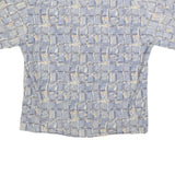 VIA VENTO Mens Blue & Beige Pattern Cotton Shirt XL Relaxed Fit Summer Casual