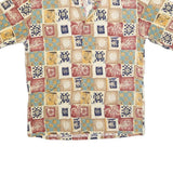CAMPIA Mens Beige Patterned Shirt M Short Sleeve Casual Relaxed Fit