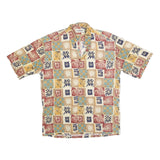 CAMPIA Mens Beige Patterned Shirt M Short Sleeve Casual Relaxed Fit