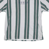 GUESS Mens Grey & Green Striped T-Shirt S Short Sleeve Crew Neck Cotton Blend
