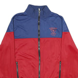 GUESS JEANS Mens Blue & Red Colourblock Zip Jacket M Polyester Sportswear Casual