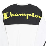 CHAMPION Mens White & Black Logo Crew Neck Sweatshirt S Cotton Blend Pullover