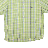 CHAPS Mens Green Check Shirt XL Cotton Blend Button Collar Short Sleeve Casual