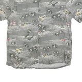 BATIK BAY Mens Grey Rayon Hawaiian Shirt L Breezy Tropical Print Summer Style