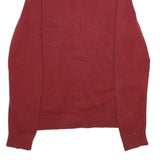 TOMMY HILFIGER Mens Red Jumper Patterned Full Zip Crew Neck Basic Knit L Cotton