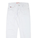 LEE COOPER Mens Cotton Blend White Regular Straight Trousers W33 L28 Zip Closure