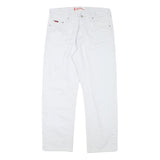 LEE COOPER Mens Cotton Blend White Regular Straight Trousers W33 L28 Zip Closure