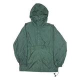 Mens Green Nylon Outdoor Jacket M Hooded Lightweight Plain Sporty