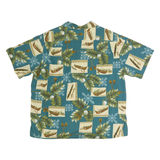 ISLAND RESERVE Mens Blue & Cream Hawaiian Shirt 2XL Cotton Relaxed Fit Summer