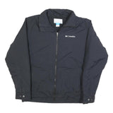 COLUMBIA Mens Black Outdoor Jacket M Polyester Blend Zip Plain Lightweight