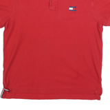 TOMMY HILFIGER Mens Red Short Sleeve Plain L Cotton Blend Polo Shirt Classic