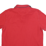 TOMMY HILFIGER Mens Red Short Sleeve Plain L Cotton Blend Polo Shirt Classic