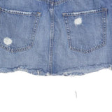 GARAGE Womens Blue Denim Mini Cotton Distressed Skirt M Casual Summer