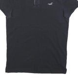 HOLLISTER Mens Black Short Sleeve Plain S Cotton Blend Basic Polo Shirt